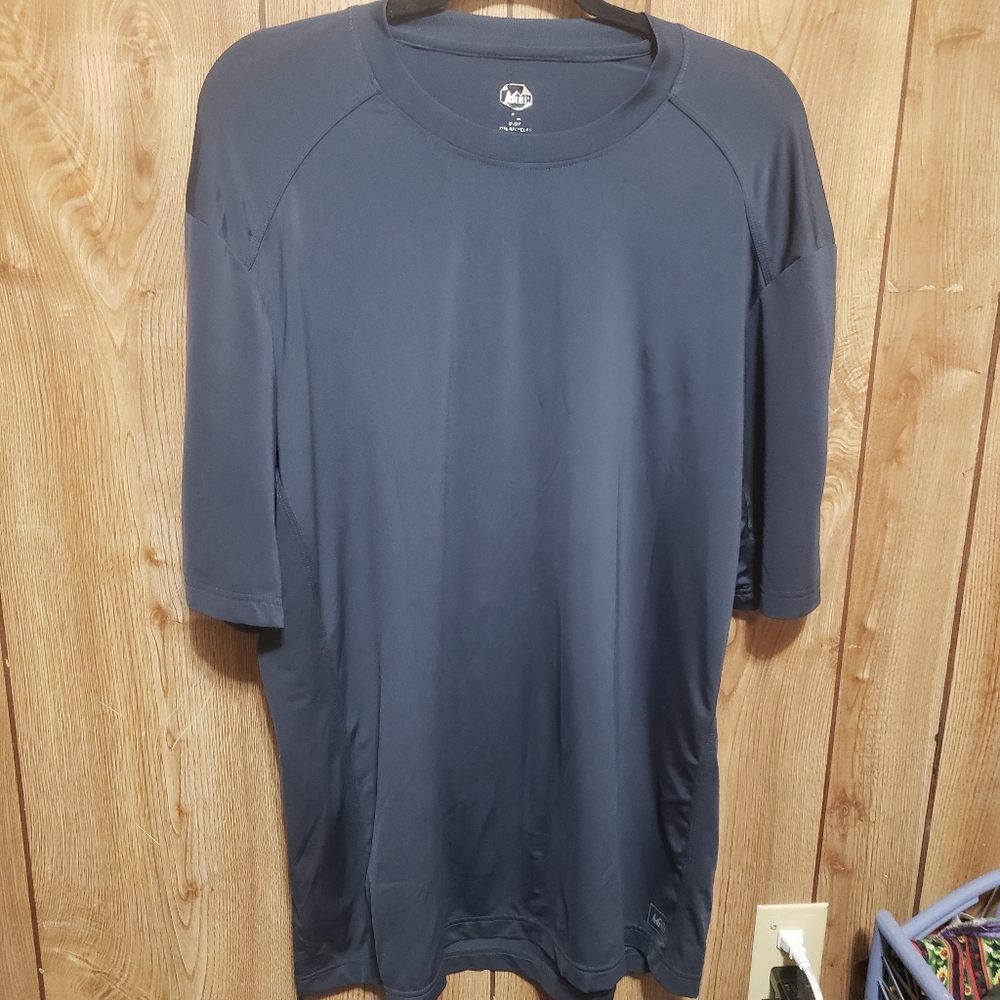 REI Base Layer Shirt Mens Size XL Gray Outdoor Hiking Short Sleeve Tshirt